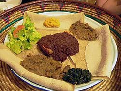 Injera with Various Dishes